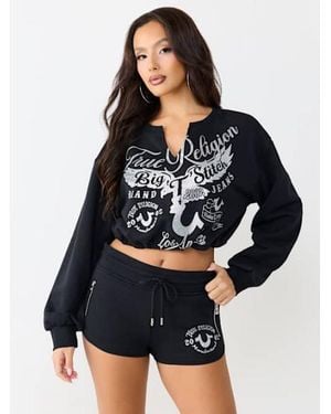 TRUE RELIGION V-notch Pullover Top - Black