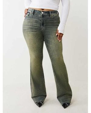 TRUE RELIGION Plus Becca Mid Rise Big T Bootcut Jean - Green