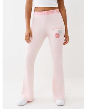 TRUE RELIGION Velour Bootcut Track Pant - Pink