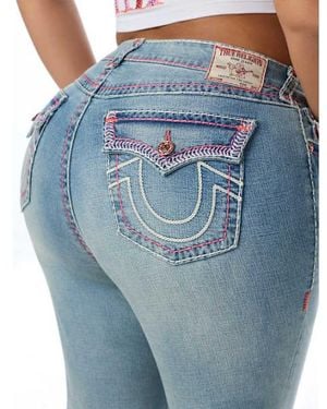 TRUE RELIGION Plus Becca Mid Rise Super T Flap Bootcut Jean - Blue