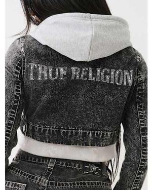 TRUE RELIGION Hooded Crop Combo Jacket - Black