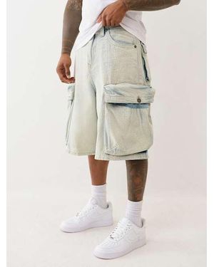 True Religion Mikey Baggy Af Exaggerated Cargo Shorts - Natural