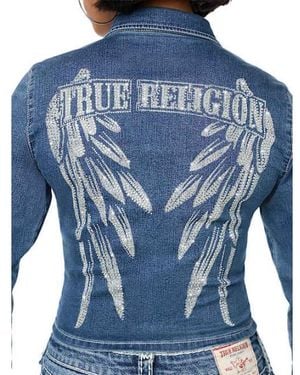 TRUE RELIGION Denim Wing Double-zip Chambray Shirt - Blue