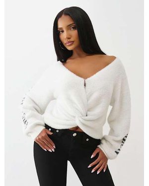 True Religion Jacquard Reversible Sweater - White