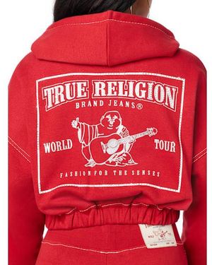 TRUE RELIGION Big T Crystal Girlfriend Zip Hoodie - Red