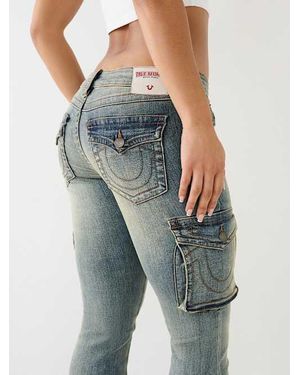 TRUE RELIGION Becca Low Rise Cargo Bootcut - Blue