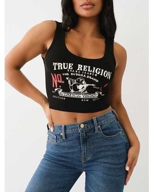 TRUE RELIGION Heritage Logo Crop Tank Top - Blue