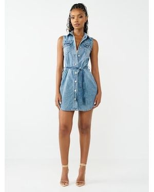TRUE RELIGION Georgia Qt Sleeveless Dress - Blue