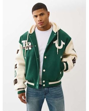 True Religion Retro Wool Varsity Jacket - Green