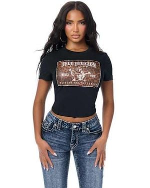 TRUE RELIGION Crystal World Tour Leopard Baby T-shirt - Blue