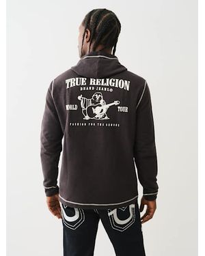 True Religion Mineral Patch Henley Shirt in Black for Men | Lyst