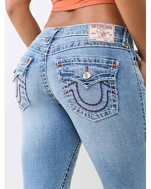 TRUE RELIGION Joey Low Rise Super T Flap Flare Jean - Blue