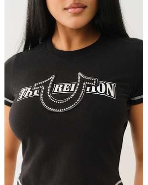 TRUE RELIGION Crystal Horseshoe Applique Baby T-shirt - Black