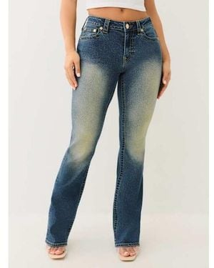TRUE RELIGION Becca Glitter Spray Mid Rise Bootcut Jean - Blue