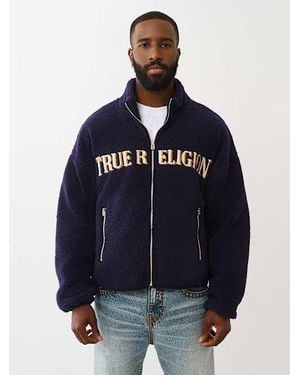 TRUE RELIGION Sherpa Logo Jacket - Blue