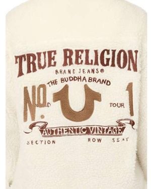 TRUE RELIGION Horseshoe Embroidered Sherpa Shacket - Natural