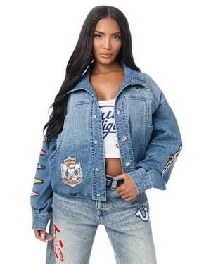 TRUE RELIGION Heavy Embroidery Denim Jacket - Blue