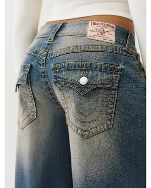 TRUE RELIGION Jessie Mid Rise Big T Super Baggy Jean - Blue