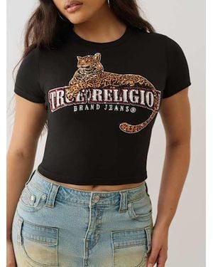 True Religion Crystal Leopard Logo Baby T-shirt - Black