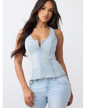 TRUE RELIGION Denim Bustier Top - White