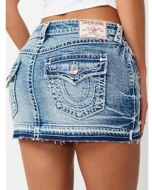 TRUE RELIGION Sadie Super T Flap Mini Skirt - Blue