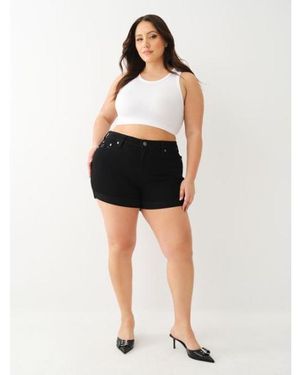 TRUE RELIGION Plus Jennie Rolled Curvy Short - Black