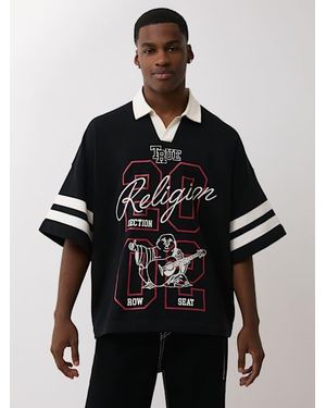 TRUE RELIGION Terry Oversized Polo Shirt - Black