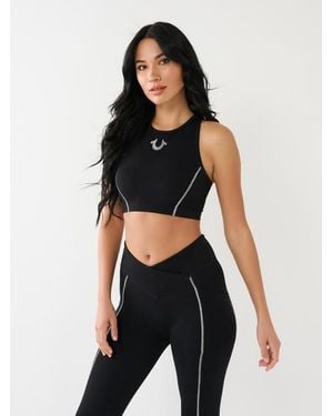 TRUE RELIGION Horseshoe Logo Sports Bra Top - Black