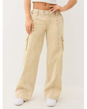 True Religion Bobbi Low Rise Big T Relaxed Cargo Pant - Natural
