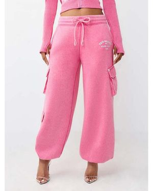 TRUE RELIGION Big T Baggy Cargo Jogger Pants - Pink