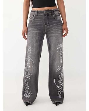 TRUE RELIGION Bobbi Mid Rise Baggy Flap Jean - Gray