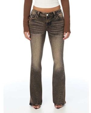 TRUE RELIGION Joey Low Rise Brown Flap Flare Jean - Gray