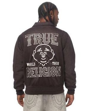 TRUE RELIGION Suede Bomber Jacket - Gray