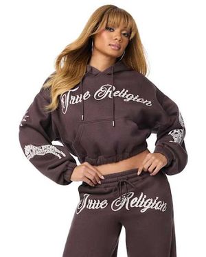 TRUE RELIGION Crystal Girlfriend Pullover Hoodie - Brown