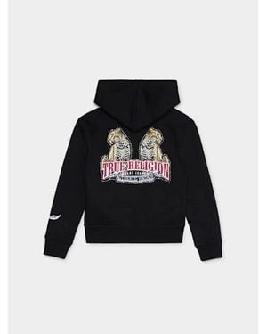 TRUE RELIGION Girls Leopard Zip Hoodie - Black