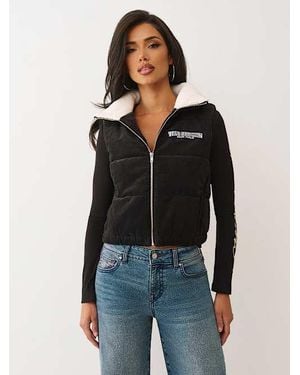 TRUE RELIGION Corduroy Puffer Vest - Blue