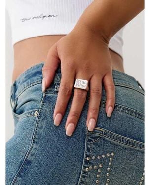 TRUE RELIGION Logo Square Signet Ring - Blue