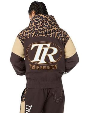 TRUE RELIGION Colorblock Nylon Track Jacket - Brown
