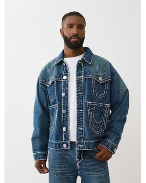 TRUE RELIGION Drop Shoulder Super T Utility Jacket - Blue