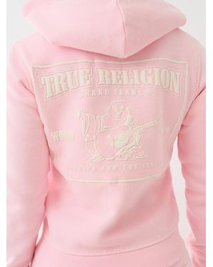 TRUE RELIGION BIG T WARPED PUFF ジップ フーディ 3色 BIG T WARPED PUFF PRINT LOGO ZIP HOODIE | True Religion