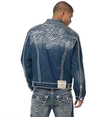 TRUE RELIGION Jimmy Rope Stitch Oversized Denim Jacket - Blue
