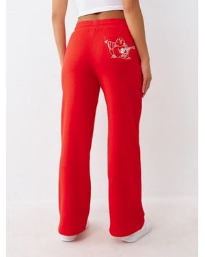 TRUE RELIGION Lurex Buddha Straight Leg Sweatpant - Red