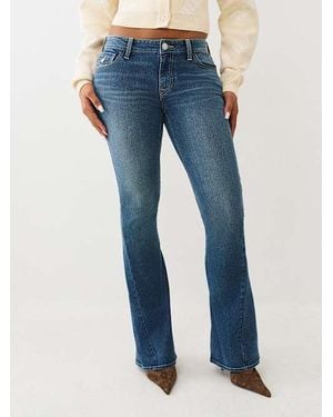 TRUE RELIGION Joey Mid Rise Flap Flare Jean - Blue