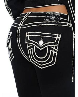 TRUE RELIGION Becca Mid Rise Rope Stitch Flap Bootcut Jean - Black
