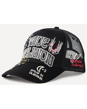 TRUE RELIGION Flame Horseshoe Trucker Hat - Black