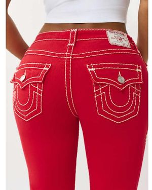 TRUE RELIGION Becca Mid Rise Super T Flap Bootcut Jean - Red
