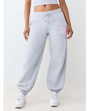 TRUE RELIGION Contrast Paneled Mid Rise Baggy Jogger Pants - Blue