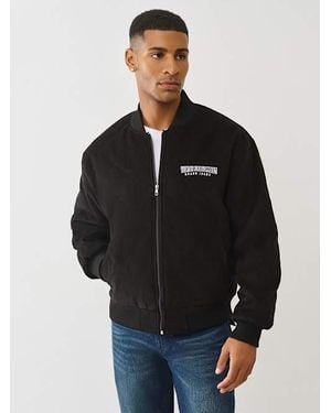 TRUE RELIGION Quilted Corduroy Bomber Jacket - Black