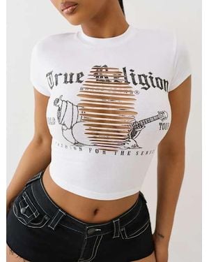 TRUE RELIGION Distressed Cap Sleeve Baby T-shirt - White