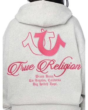TRUE RELIGION Embroidered Oversized Hoodie - Gray